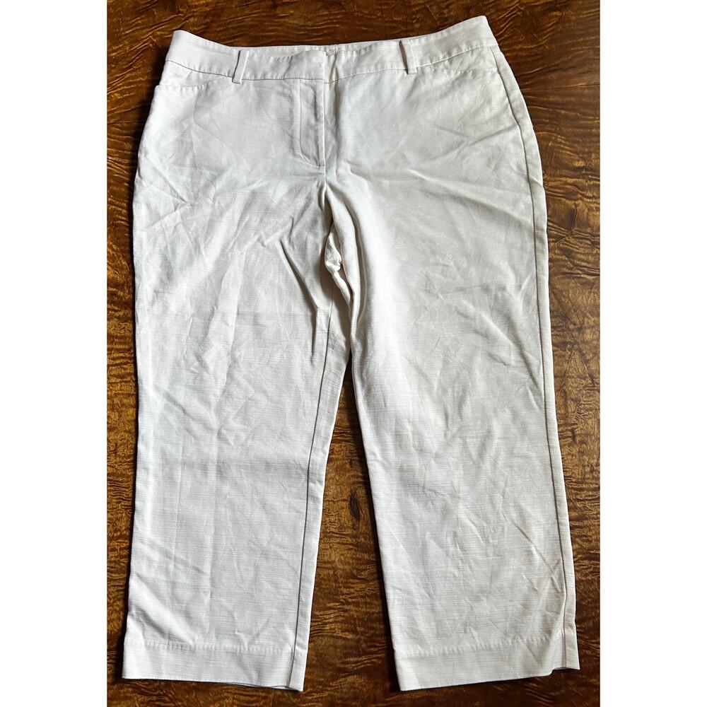 Ann Taylor wide leg crop pants - cream w/ pink hue - slash pockets - curvy sz 14